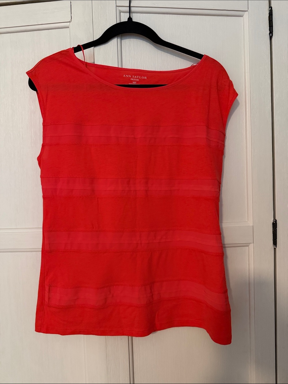Ann Taylor Coral-Red Cap Sleeve Knit Top